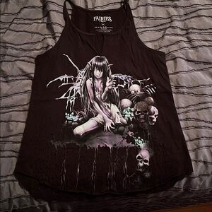 Fairies by Trick: Black Tank Top with Gothic Fairy Design